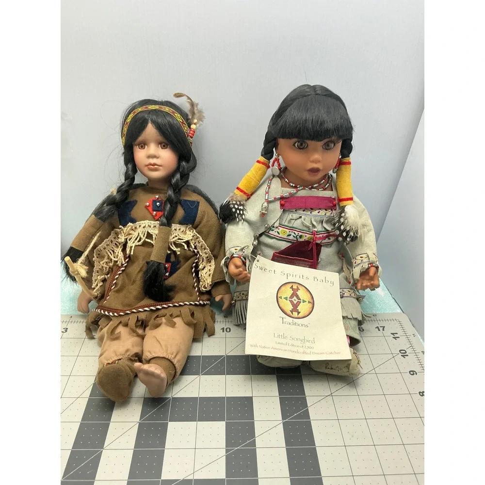 Traditions Sweet Spirits Baby Little Songbird Native American Style Dolls Set 2